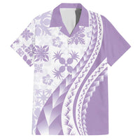 Purple Hawaiian Quilt Pattern Family Matching Off Shoulder Maxi Dress and Hawaiian Shirt Mixed Polynesian Tribal Arty LT9 Dad's Shirt - Short Sleeve Purple - Polynesian Pride