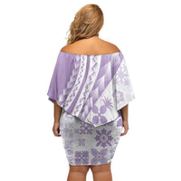 Purple Hawaiian Quilt Pattern Family Matching Off Shoulder Short Dress and Hawaiian Shirt Mixed Polynesian Tribal Arty LT9 - Polynesian Pride