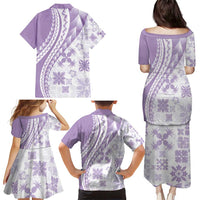 Purple Hawaiian Quilt Pattern Family Matching Puletasi and Hawaiian Shirt Mixed Polynesian Tribal Arty LT9 - Polynesian Pride