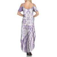 Purple Hawaiian Quilt Pattern Family Matching Summer Maxi Dress and Hawaiian Shirt Mixed Polynesian Tribal Arty LT9 - Polynesian Pride