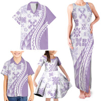 Purple Hawaiian Quilt Pattern Family Matching Tank Maxi Dress and Hawaiian Shirt Mixed Polynesian Tribal Arty LT9 - Polynesian Pride