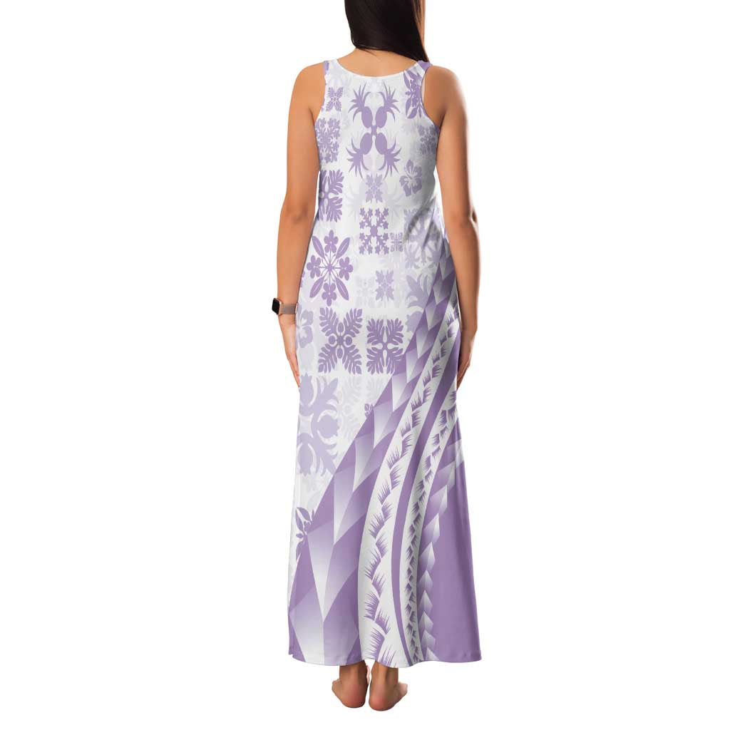 Purple Hawaiian Quilt Pattern Family Matching Tank Maxi Dress and Hawaiian Shirt Mixed Polynesian Tribal Arty LT9 - Polynesian Pride