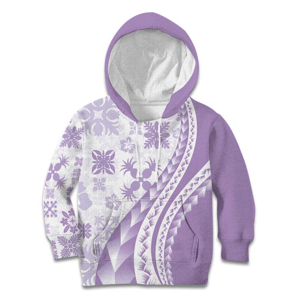 Purple Hawaiian Quilt Pattern Kid Hoodie Mixed Polynesian Tribal Arty LT9 Hoodie Purple - Polynesian Pride