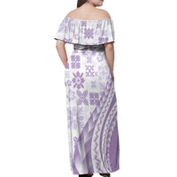 Purple Hawaiian Quilt Pattern Off Shoulder Maxi Dress Mixed Polynesian Tribal Arty LT9 - Polynesian Pride