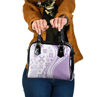 Purple Hawaiian Quilt Pattern Shoulder Handbag Mixed Polynesian Tribal Arty