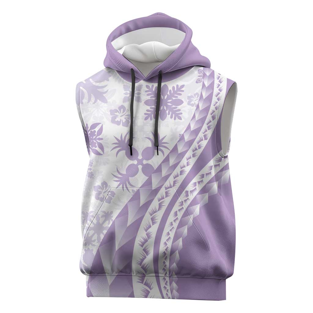 Purple Hawaiian Quilt Pattern Sleeveless Hoodie Mixed Polynesian Tribal Arty LT9 Purple - Polynesian Pride