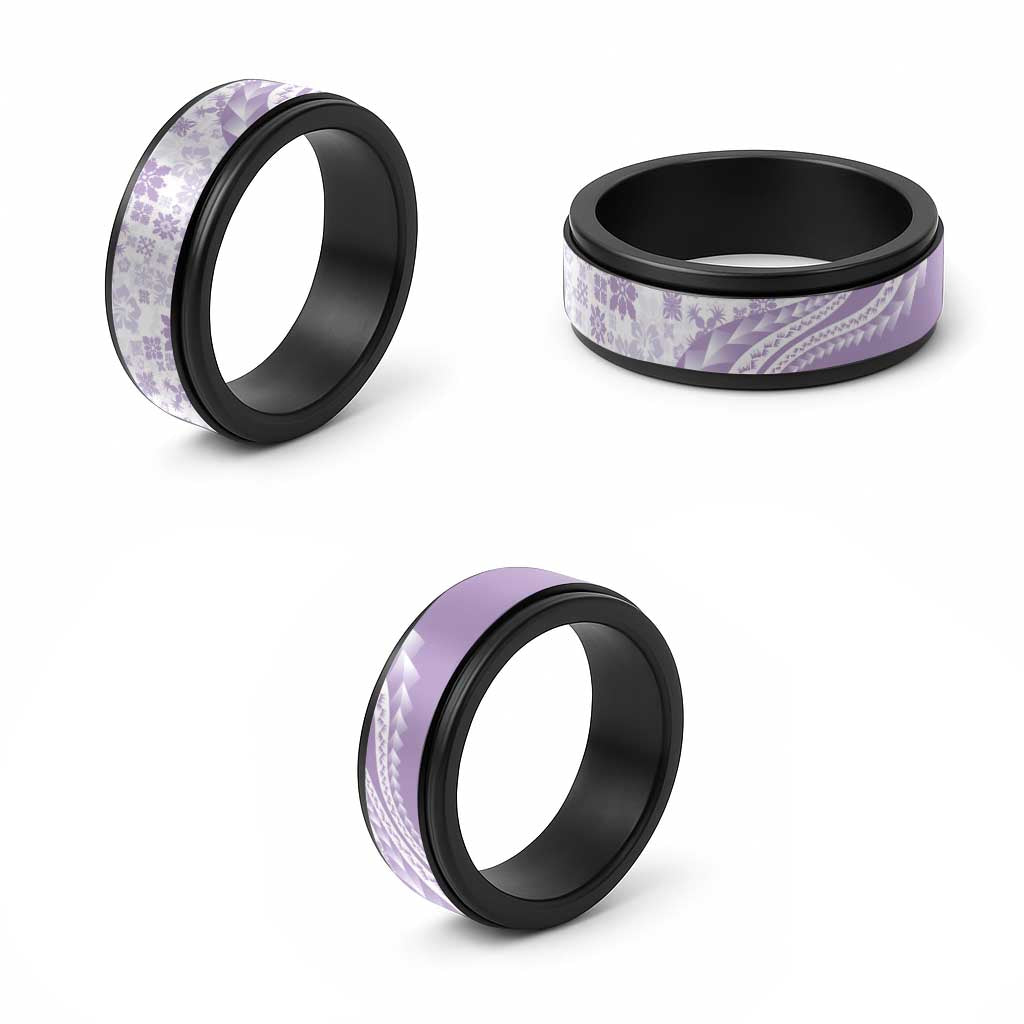 Purple Hawaiian Quilt Pattern Spinner Ring Mixed Polynesian Tribal Arty - Polynesian Pride