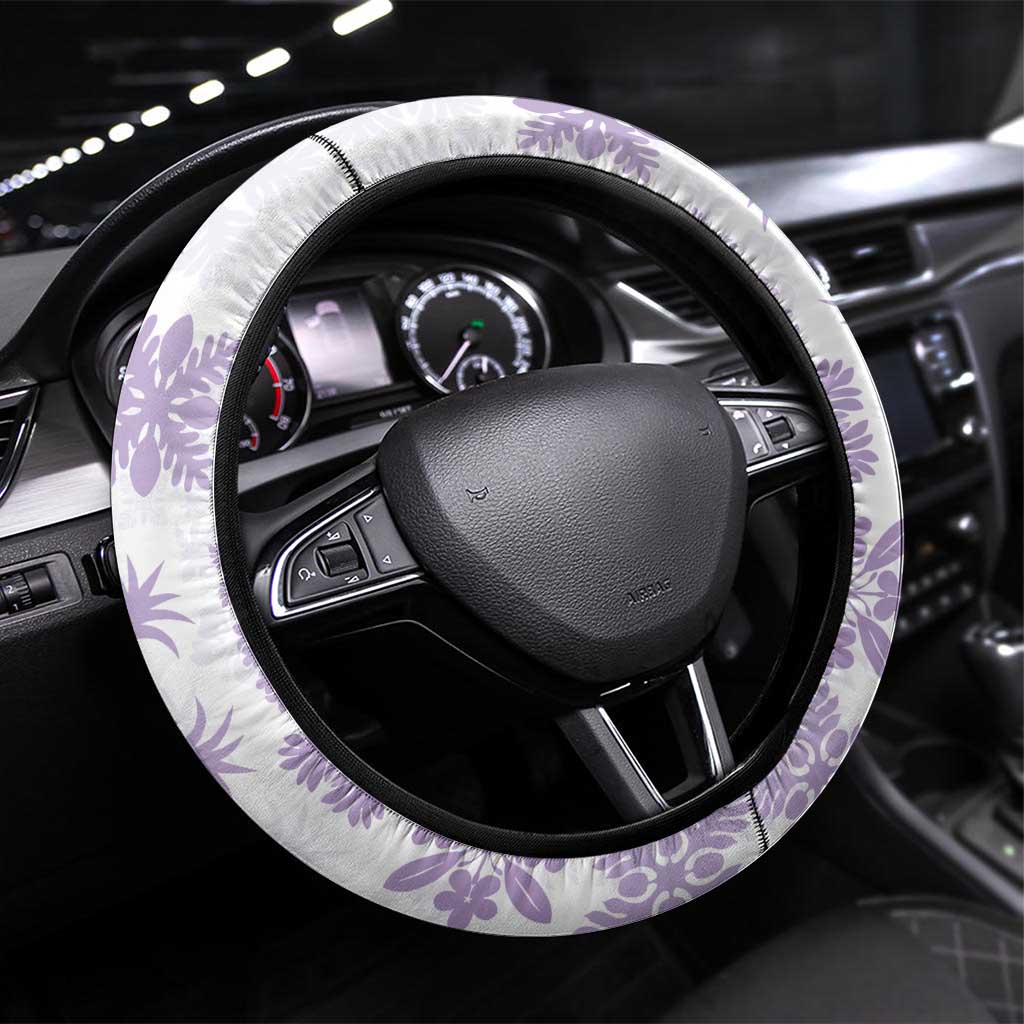 Purple Hawaiian Quilt Pattern Steering Wheel Cover Mixed Polynesian Tribal Arty LT9 Universal Fit Purple - Polynesian Pride