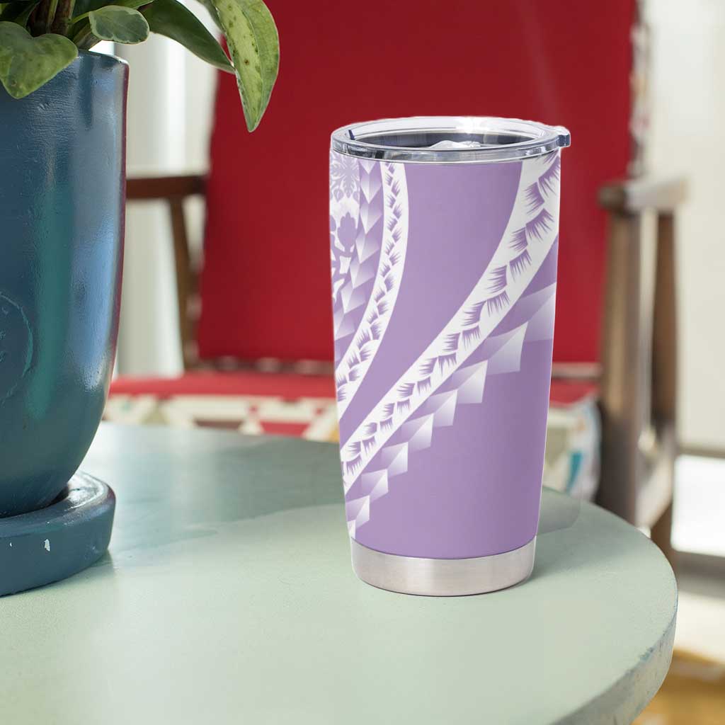 Purple Hawaiian Quilt Pattern Tumbler Cup Mixed Polynesian Tribal Arty