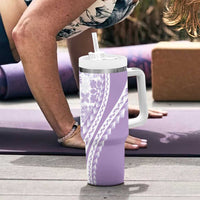Purple Hawaiian Quilt Pattern Tumbler With Handle Mixed Polynesian Tribal Arty