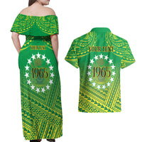 Cook Islands Constitution Day Couples Matching Off Shoulder Maxi Dress and Hawaiian Shirt Kuki Airani Since 1965 LT9 - Polynesian Pride