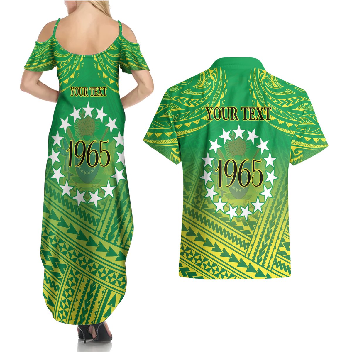 Cook Islands Constitution Day Couples Matching Summer Maxi Dress and Hawaiian Shirt Kuki Airani Since 1965 LT9 - Polynesian Pride