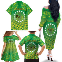 Cook Islands Constitution Day Family Matching Off The Shoulder Long Sleeve Dress and Hawaiian Shirt Kuki Airani Since 1965 LT9 - Polynesian Pride