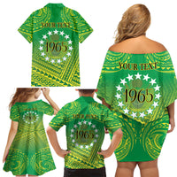 Cook Islands Constitution Day Family Matching Off Shoulder Short Dress and Hawaiian Shirt Kuki Airani Since 1965 LT9 - Polynesian Pride