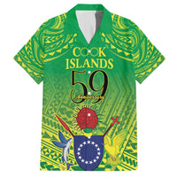 Cook Islands Constitution Day Family Matching Puletasi and Hawaiian Shirt Kuki Airani Since 1965 LT9 Dad's Shirt - Short Sleeve Green - Polynesian Pride