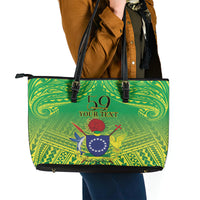 Cook Islands Constitution Day Leather Tote Bag Kuki Airani Since 1965 LT9 - Polynesian Pride