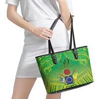 Cook Islands Constitution Day Leather Tote Bag Kuki Airani Since 1965 LT9 - Polynesian Pride