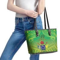 Cook Islands Constitution Day Leather Tote Bag Kuki Airani Since 1965 LT9 - Polynesian Pride