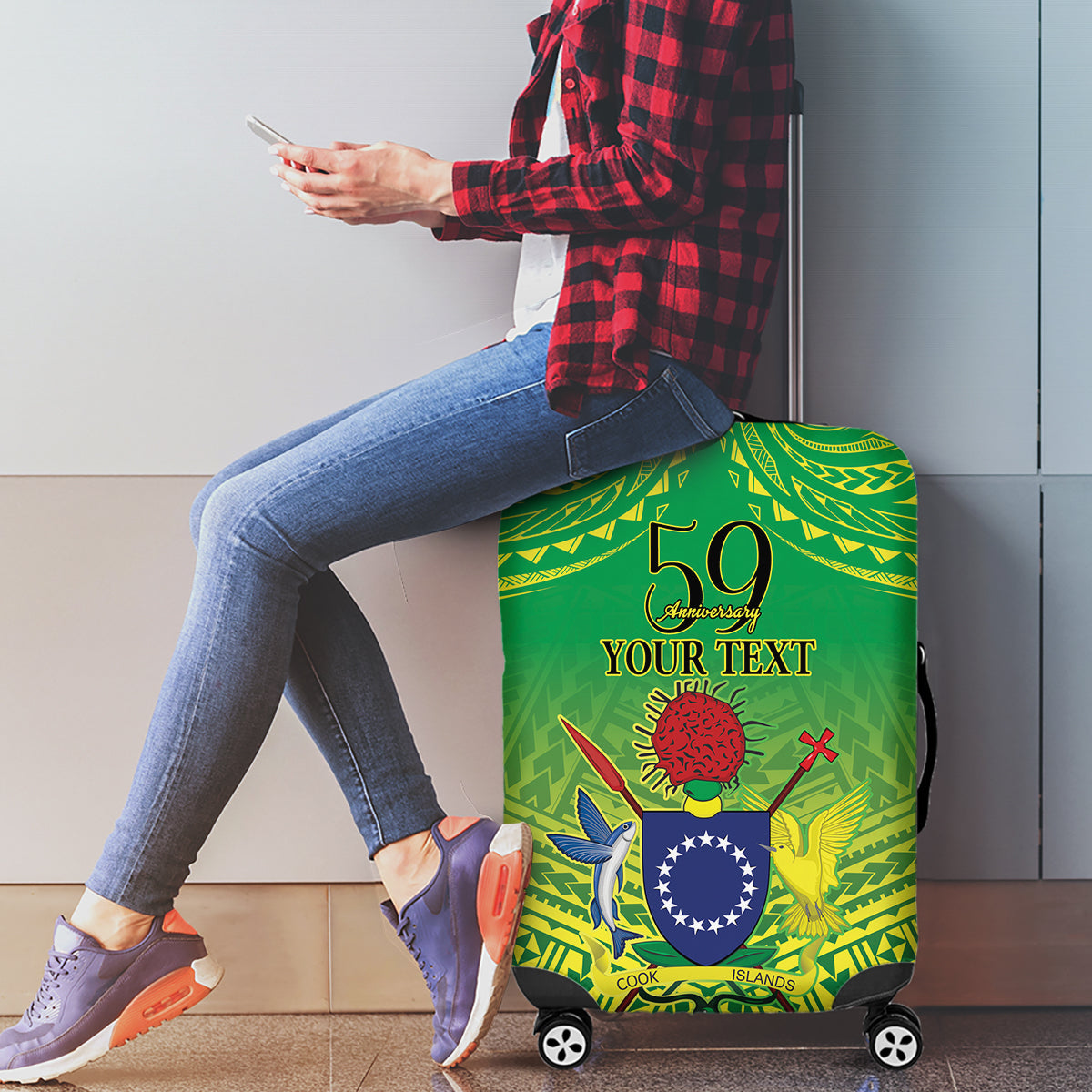 Cook Islands Constitution Day Luggage Cover Kuki Airani Since 1965