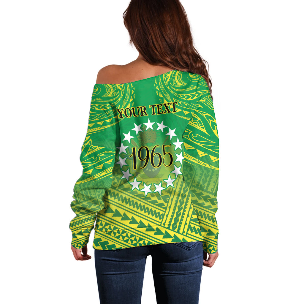 Cook Islands Constitution Day Off Shoulder Sweater Kuki Airani Since 1965 LT9 - Polynesian Pride