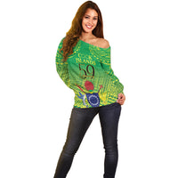 Cook Islands Constitution Day Off Shoulder Sweater Kuki Airani Since 1965 LT9 - Polynesian Pride