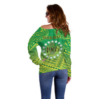 Cook Islands Constitution Day Off Shoulder Sweater Kuki Airani Since 1965 LT9 - Polynesian Pride