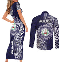 Personalised Tonga Sia'atoutai Theological College Couples Matching Short Sleeve Bodycon Dress and Long Sleeve Button Shirt Since 1948 Special Kupesi Pattern LT9 - Polynesian Pride