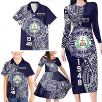 Personalised Tonga Sia'atoutai Theological College Family Matching Long Sleeve Bodycon Dress and Hawaiian Shirt Since 1948 Special Kupesi Pattern LT9 - Polynesian Pride