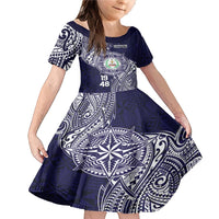 Personalised Tonga Sia'atoutai Theological College Family Matching Mermaid Dress and Hawaiian Shirt Since 1948 Special Kupesi Pattern LT9 Daughter's Dress Navy - Polynesian Pride