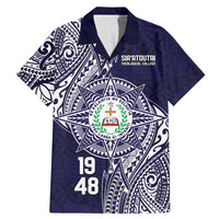 Personalised Tonga Sia'atoutai Theological College Family Matching Mermaid Dress and Hawaiian Shirt Since 1948 Special Kupesi Pattern LT9 Dad's Shirt - Short Sleeve Navy - Polynesian Pride