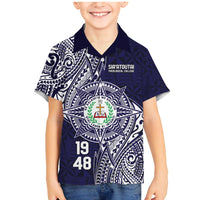 Personalised Tonga Sia'atoutai Theological College Family Matching Mermaid Dress and Hawaiian Shirt Since 1948 Special Kupesi Pattern LT9 Son's Shirt Navy - Polynesian Pride