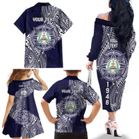 Personalised Tonga Sia'atoutai Theological College Family Matching Off The Shoulder Long Sleeve Dress and Hawaiian Shirt Since 1948 Special Kupesi Pattern LT9 - Polynesian Pride