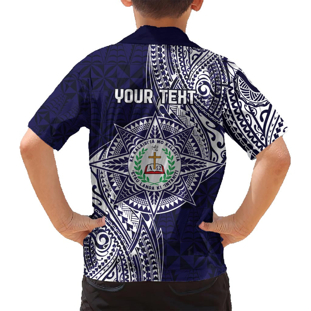 Personalised Tonga Sia'atoutai Theological College Family Matching Off Shoulder Short Dress and Hawaiian Shirt Since 1948 Special Kupesi Pattern LT9 - Polynesian Pride