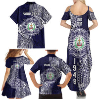 Personalised Tonga Sia'atoutai Theological College Family Matching Summer Maxi Dress and Hawaiian Shirt Since 1948 Special Kupesi Pattern LT9 - Polynesian Pride