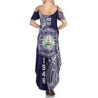 Personalised Tonga Sia'atoutai Theological College Family Matching Summer Maxi Dress and Hawaiian Shirt Since 1948 Special Kupesi Pattern LT9 - Polynesian Pride