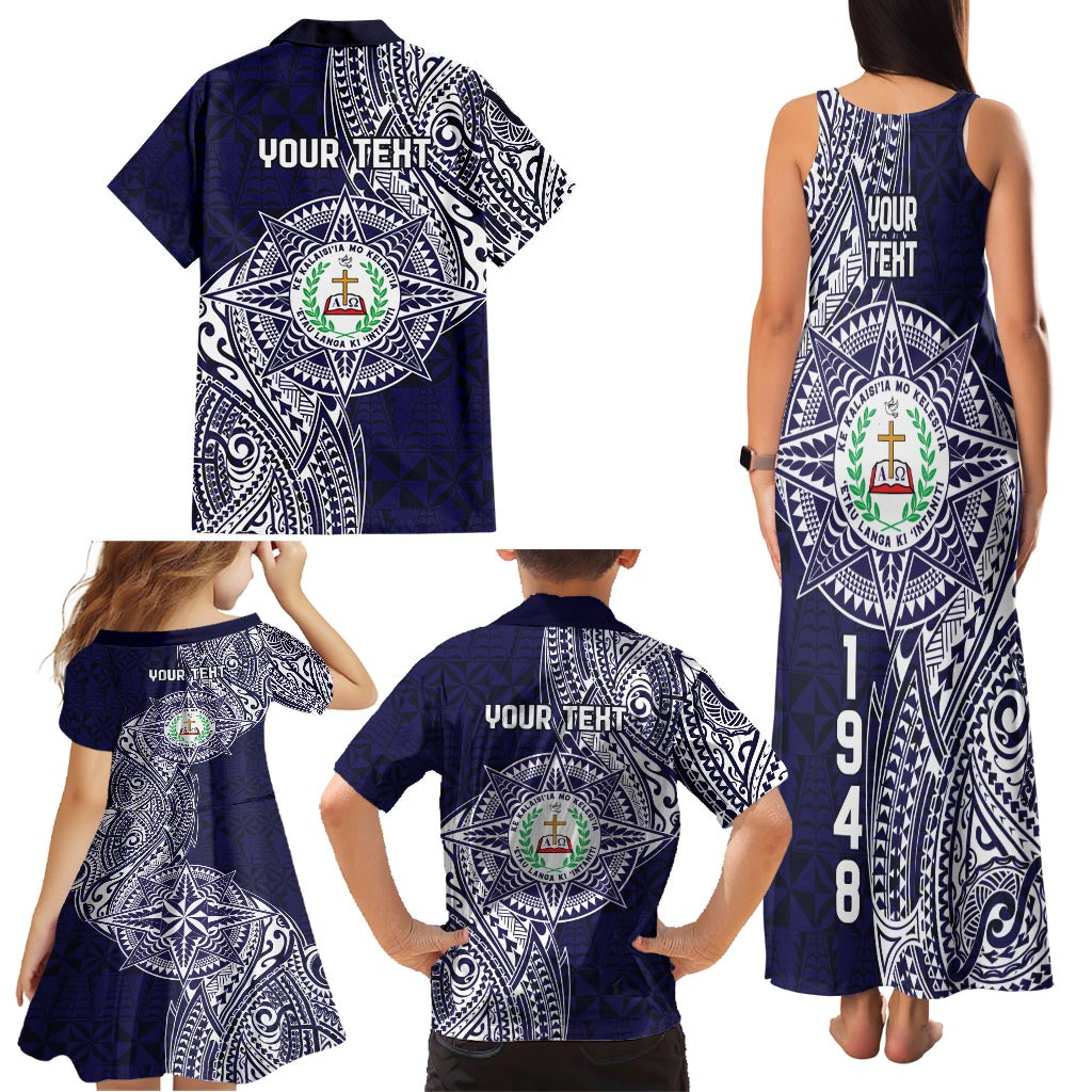 Personalised Tonga Sia'atoutai Theological College Family Matching Tank Maxi Dress and Hawaiian Shirt Since 1948 Special Kupesi Pattern LT9 - Polynesian Pride