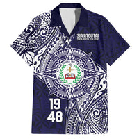 Personalised Tonga Sia'atoutai Theological College Family Matching Tank Maxi Dress and Hawaiian Shirt Since 1948 Special Kupesi Pattern LT9 Dad's Shirt - Short Sleeve Navy - Polynesian Pride