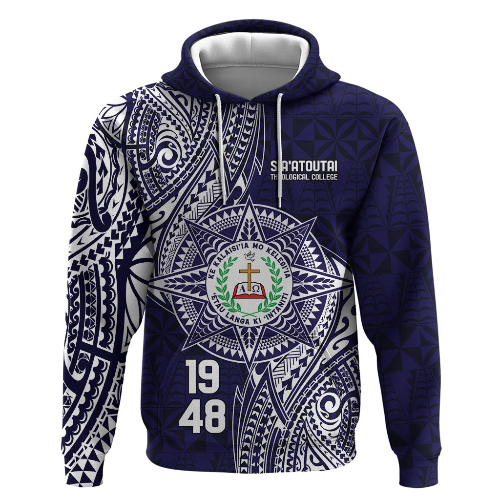 Personalised Tonga Sia'atoutai Theological College Hoodie Since 1948 Special Kupesi Pattern LT9 Pullover Hoodie Navy - Polynesian Pride