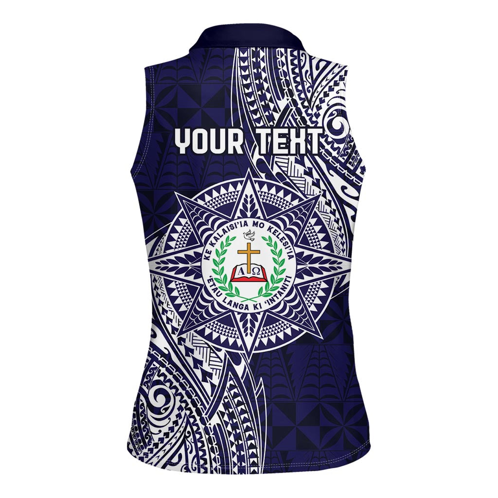 Personalised Tonga Sia'atoutai Theological College Women Sleeveless Polo Shirt Since 1948 Special Kupesi Pattern LT9 - Polynesian Pride
