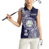 Personalised Tonga Sia'atoutai Theological College Women Sleeveless Polo Shirt Since 1948 Special Kupesi Pattern LT9 - Polynesian Pride