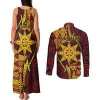 Personalised Tonga Haapai High School Couples Matching Tank Maxi Dress and Long Sleeve Button Shirt Special Kupesi Pattern LT9 - Polynesian Pride