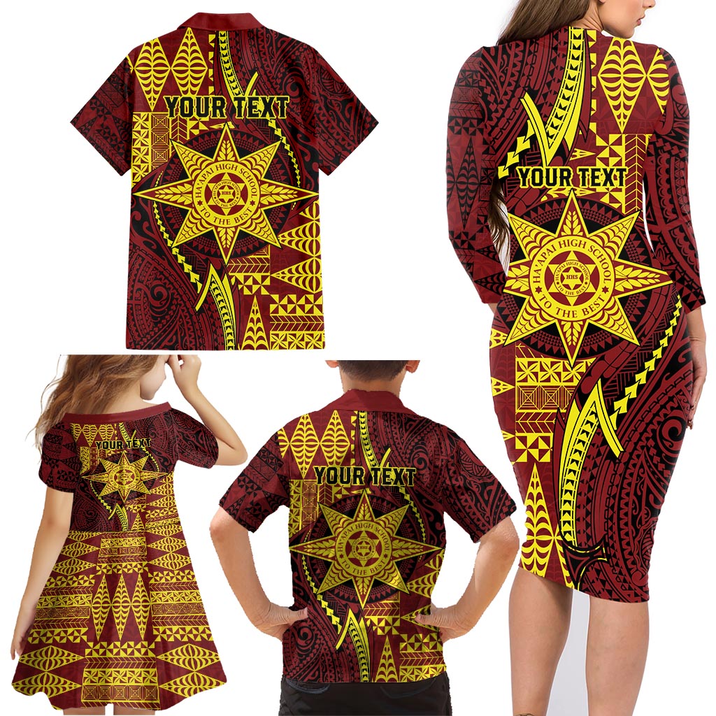 Personalised Tonga Haapai High School Family Matching Long Sleeve Bodycon Dress and Hawaiian Shirt Special Kupesi Pattern LT9 - Polynesian Pride