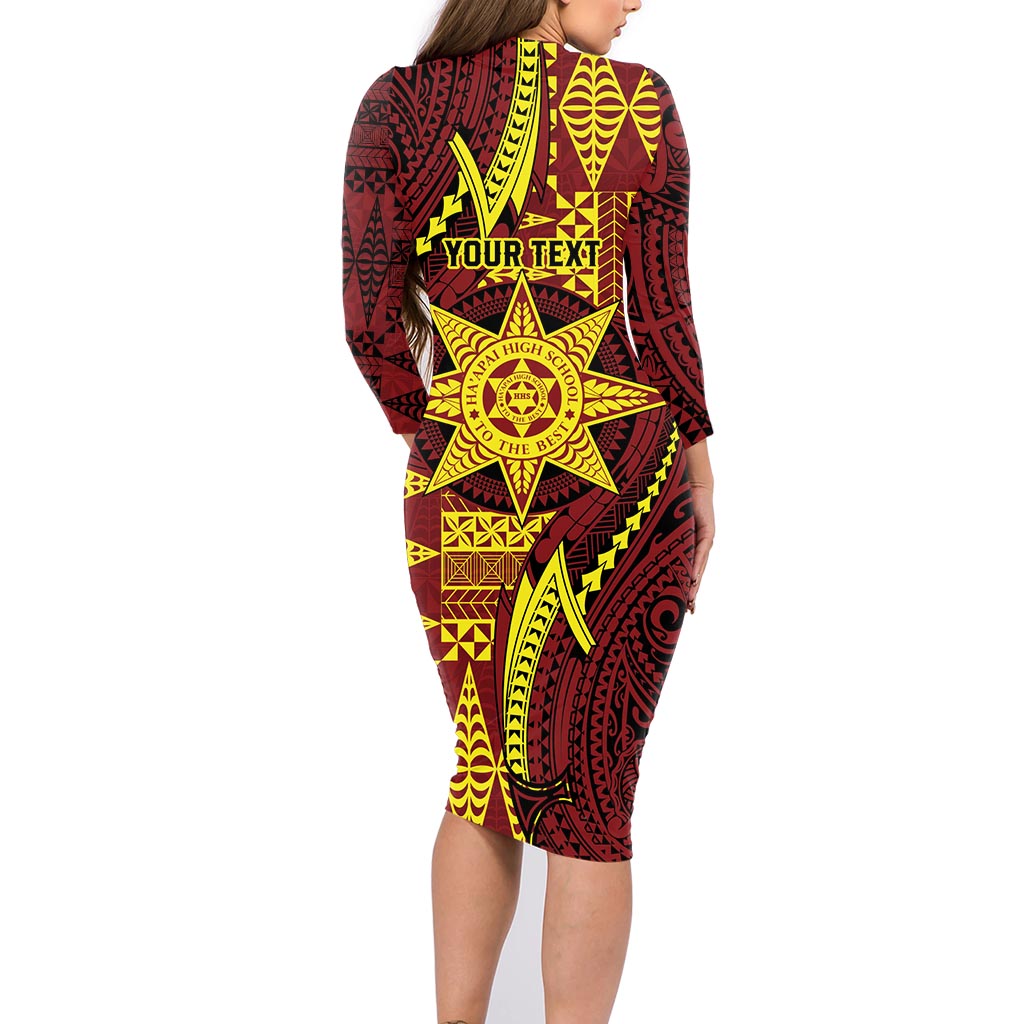 Personalised Tonga Haapai High School Family Matching Long Sleeve Bodycon Dress and Hawaiian Shirt Special Kupesi Pattern LT9 - Polynesian Pride