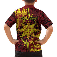 Personalised Tonga Haapai High School Family Matching Off The Shoulder Long Sleeve Dress and Hawaiian Shirt Special Kupesi Pattern LT9 - Polynesian Pride