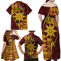 Personalised Tonga Haapai High School Family Matching Off Shoulder Maxi Dress and Hawaiian Shirt Special Kupesi Pattern LT9 - Polynesian Pride