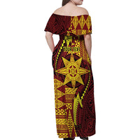 Personalised Tonga Haapai High School Family Matching Off Shoulder Maxi Dress and Hawaiian Shirt Special Kupesi Pattern LT9 - Polynesian Pride