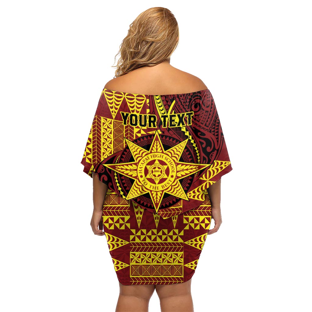 Personalised Tonga Haapai High School Family Matching Off Shoulder Short Dress and Hawaiian Shirt Special Kupesi Pattern LT9 - Polynesian Pride