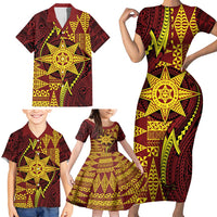 Personalised Tonga Haapai High School Family Matching Short Sleeve Bodycon Dress and Hawaiian Shirt Special Kupesi Pattern LT9 - Polynesian Pride
