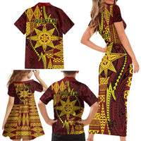 Personalised Tonga Haapai High School Family Matching Short Sleeve Bodycon Dress and Hawaiian Shirt Special Kupesi Pattern LT9 - Polynesian Pride