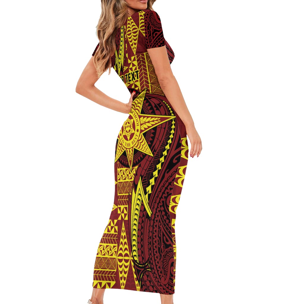 Personalised Tonga Haapai High School Family Matching Short Sleeve Bodycon Dress and Hawaiian Shirt Special Kupesi Pattern LT9 - Polynesian Pride